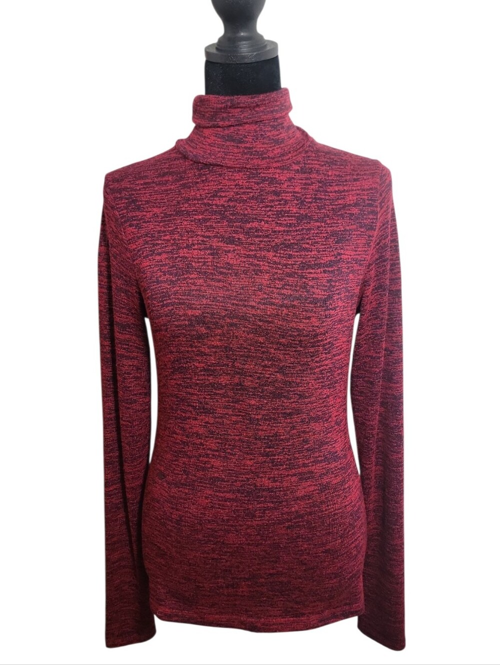 Rag & Bone red black marled  turtleneck top size small petite long sleeve fitted